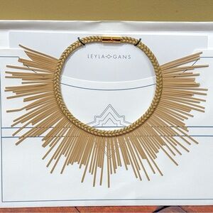 New Leyla Gans Sunburst Vegan Leather Necklace Made in Italy - Khaki Tan / Color